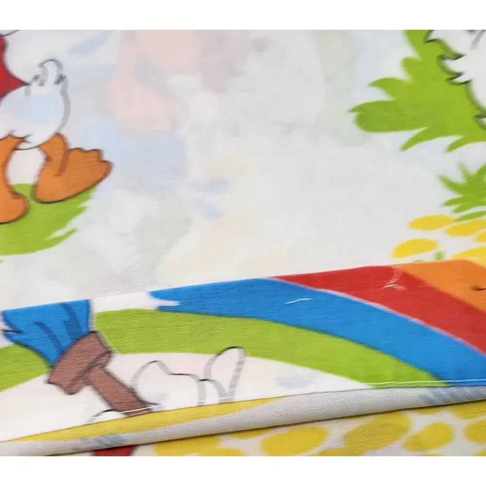 Vtg Mickey Mouse Twin Sheet Set Donald Duck Pluto Painting Rainbow 3pc Disney